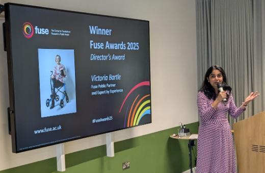 Professor Sheena Ramsay awarding Victoria Bartle