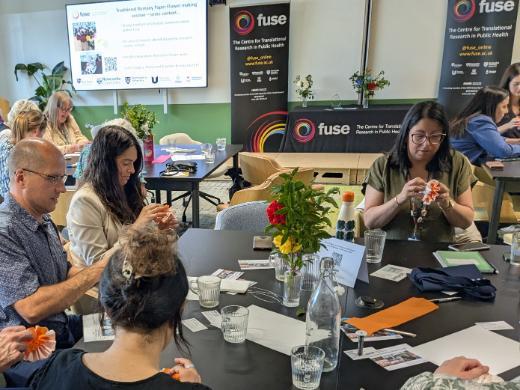Creating and connecting during the Romany paper flower making